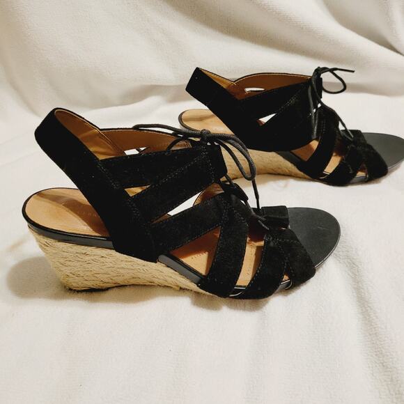 Clark's Artisan black suede lace up espadrille sandal size 9 - Picture 4 of 8